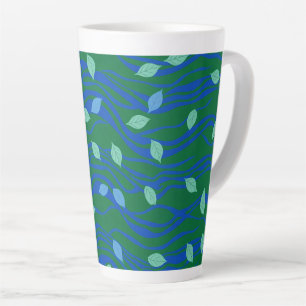 Taza De Café Latte Flujo Elemental Verde Esmeralda Azul Cobalto con H