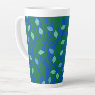 Taza De Café Latte Flujo Elemental Verde Esmeralda Azul Cobalto con H