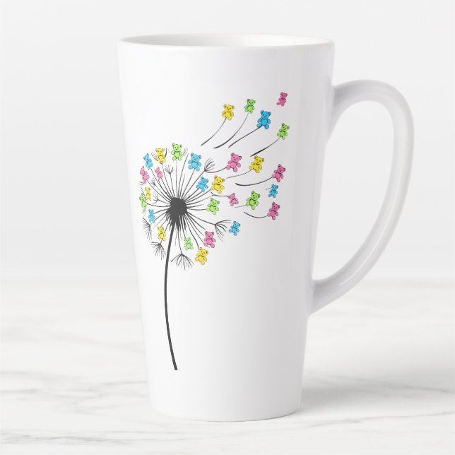 Taza De Café Latte Flying cute bears dandelion flow (Derecha)