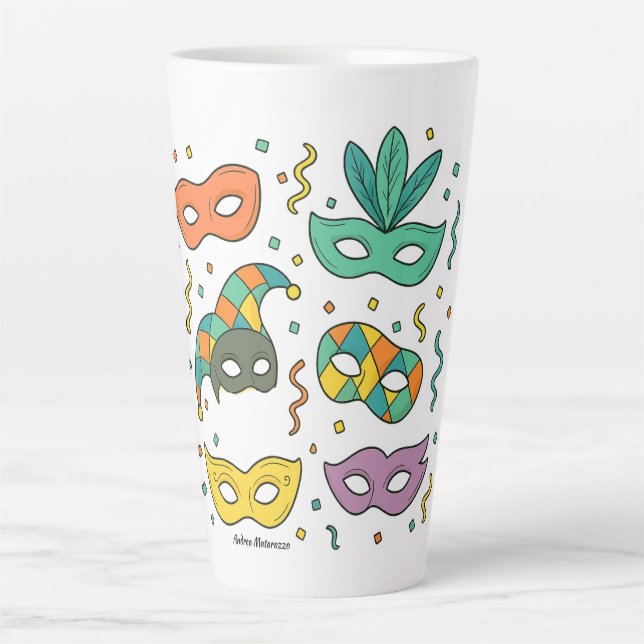 Taza De Café Latte Flying Masks (Anverso)