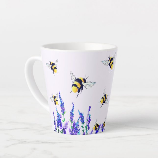 Taza De Café Latte Flying Spring Bees Latte Mug (Ángulo izquierdo)