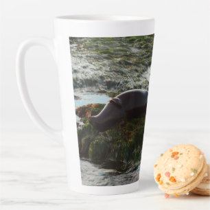 Taza De Café Latte Foca de puerto iluminada por la puesta del sol II 