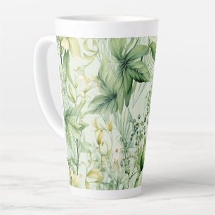 Taza De Café Latte Follaje Verde Botánico - Gif Nueva Casa