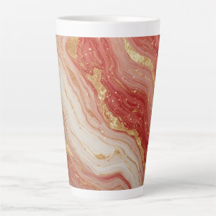 Taza De Café Latte Fondo abstracto de mármol dorado con remolinos roj