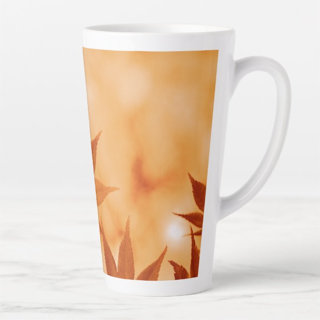 Taza De Café Latte Fondo de hojas de arce-10792 (Derecha)