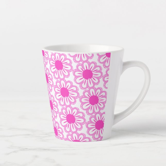 Taza De Café Latte Fondo de patrón floral corto (Derecha)