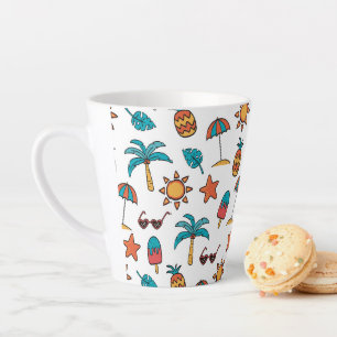 Taza De Café Latte Fondo del patrón sin soldadura de verano