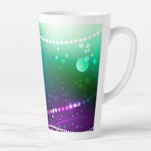 Taza De Café Latte Fondo morado festivo Mardi Gras