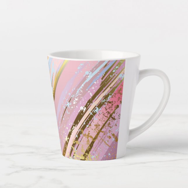 Taza De Café Latte Fondo rosa texturizado (Derecha)