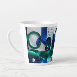 Taza De Café Latte Formas Geométricas Abstractas Vibrantes Azul Y Ver