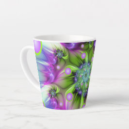 Taza De Café Latte Formas redondeadas en espiral coloridas Resumen de