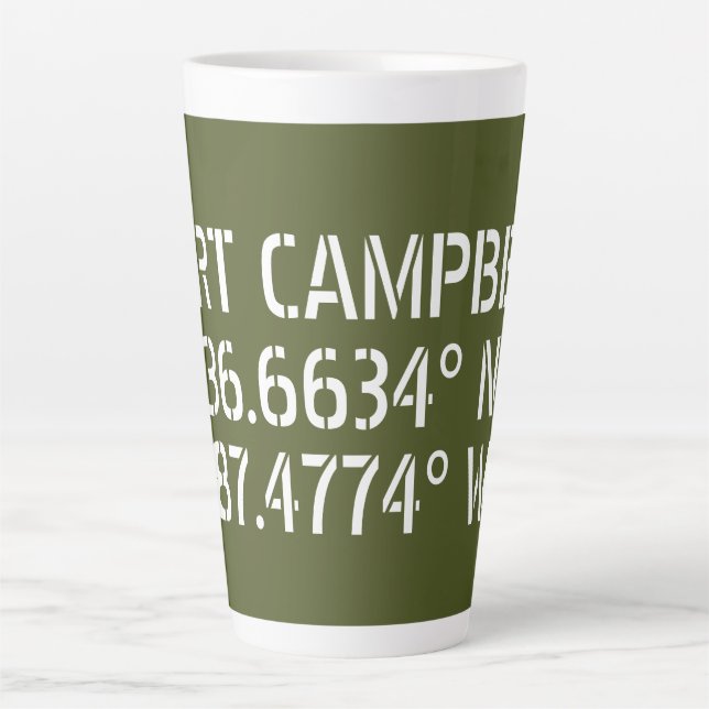 Taza De Café Latte Fort Campbell Latitud Longitud (Anverso)