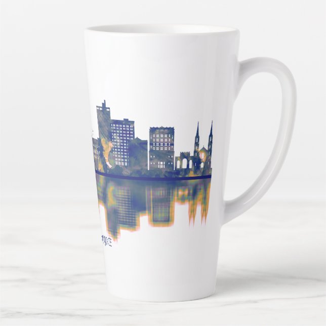 Taza De Café Latte Fort Wayne Skyline (Derecha)