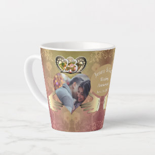 Taza De Café Latte Foto 23° Aniversario del Boda Topaz Claddagh