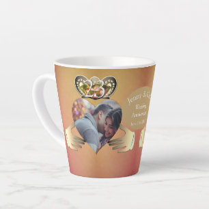 Taza De Café Latte Foto 23° Aniversario del Boda Topaz Claddagh Latt