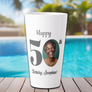 Taza De Café Latte Foto de cumpleaños número 50 audaz y feliz