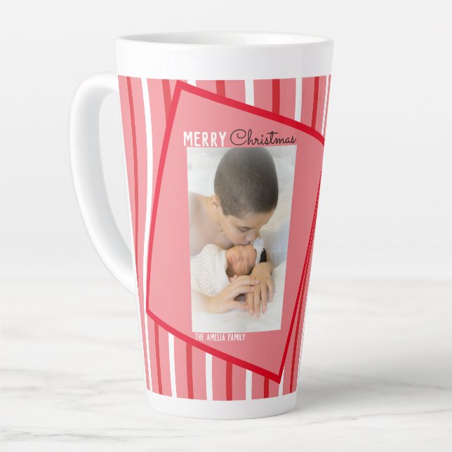 Taza De Café Latte Foto de Navidad de arcoíris de menta rosa (Ángulo izquierdo)