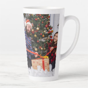 Taza De Café Latte Foto de Navidad familiar personalizada a dos caras