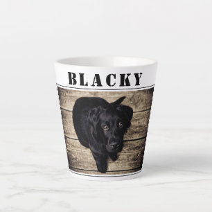 Taza De Café Latte Foto de perro negro lindo y nombre