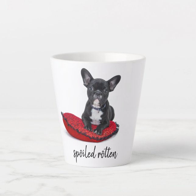 Taza De Café Latte Foto de perro personalizada estropeada podrida (Anverso)