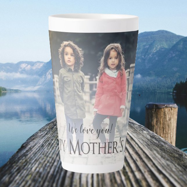Taza De Café Latte Foto moderna Día de la madre, latte mug (Modern Photo Mothers Day Personalized Latte Mug)