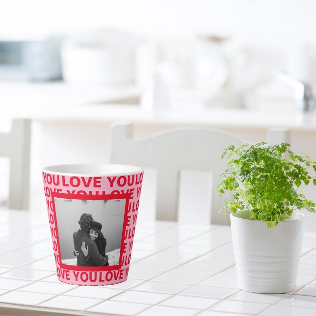 Taza De Café Latte Foto moderna | Red & Pink Love You Valentines Gift (Subido por el creador)