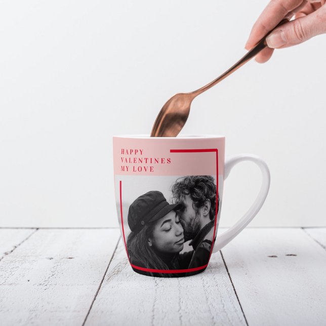 Taza De Café Latte Foto moderna | Regalo de San Valentín Red & Pink H (Subido por el creador)