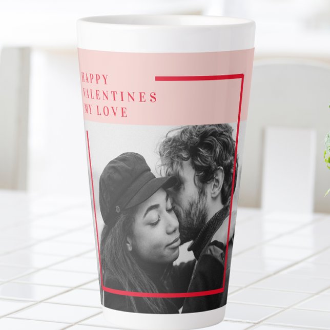 Taza De Café Latte Foto moderna | Regalo de San Valentín Red & Pink H (Subido por el creador)