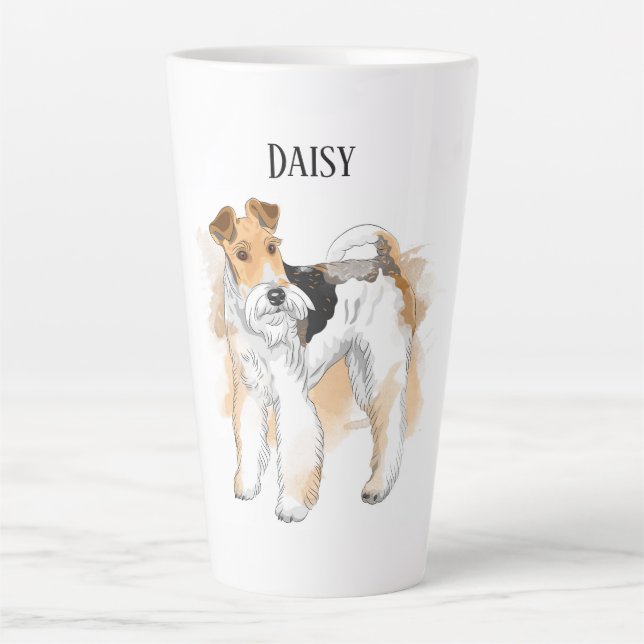 Taza De Café Latte Foto personalizada de Fox Terrier (Anverso)