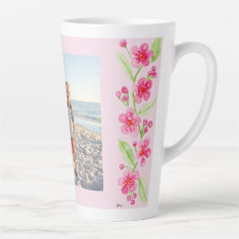 Taza De Café Latte Foto PERSONALIZADA de la familia Watercolor Cherry