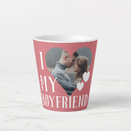 Taza De Café Latte Foto personalizada de Valentines Couple Heart Pers