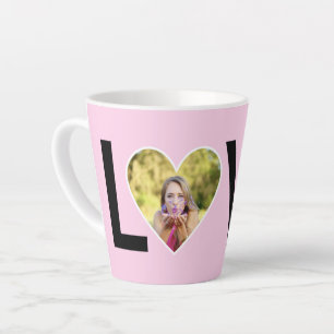 Taza De Café Latte Foto personalizada en marco de corazón de color ro