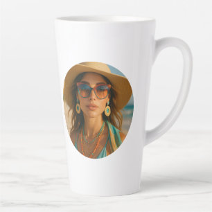 Taza De Café Latte Foto personalizada retro de la playa tropical de l