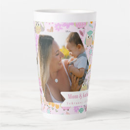 Taza De Café Latte Foto rosa Owl Pastel