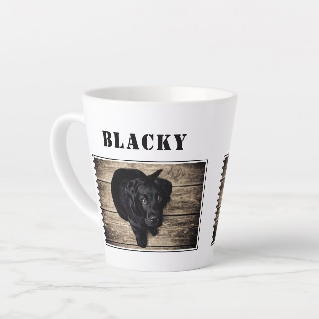 Taza De Café Latte Foto y nombre de perro (Ángulo izquierdo)