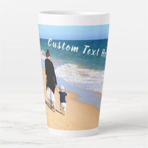 Taza De Café Latte Foto y texto personalizado - Tu propio diseño - Pa