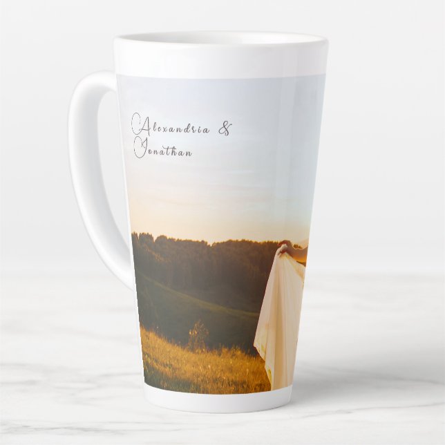 Taza De Café Latte Foto y texto personalizados (Ángulo izquierdo)