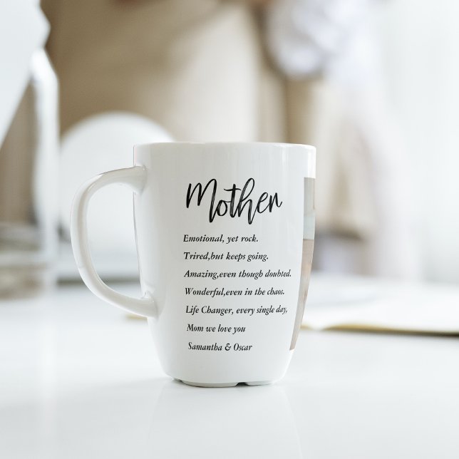 Taza De Café Latte Fotografía colectiva y mejor cita de la madre, reg (Subido por el creador)