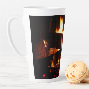 Taza De Café Latte Fotografía de la escena de invierno cálida de la c