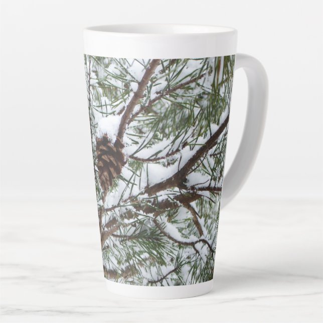 Taza De Café Latte Fotografía de la naturaleza del invierno de Snowy  (Ángulo derecho)