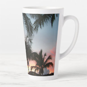 Taza De Café Latte Fotografía de paisajes tropicales de palmas de sol