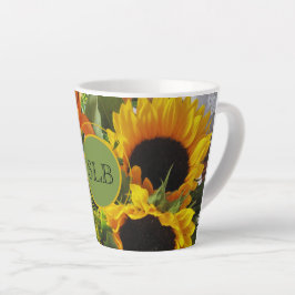 Taza De Café Latte Fotografía Monograma Vivid Sunflowers Impresión 12