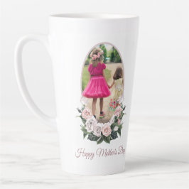 Taza De Café Latte Fotos florales Día de la Madre