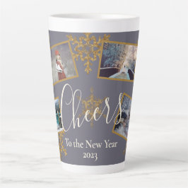 Taza De Café Latte Fotos navideñas del copo de nieve con sabor morado
