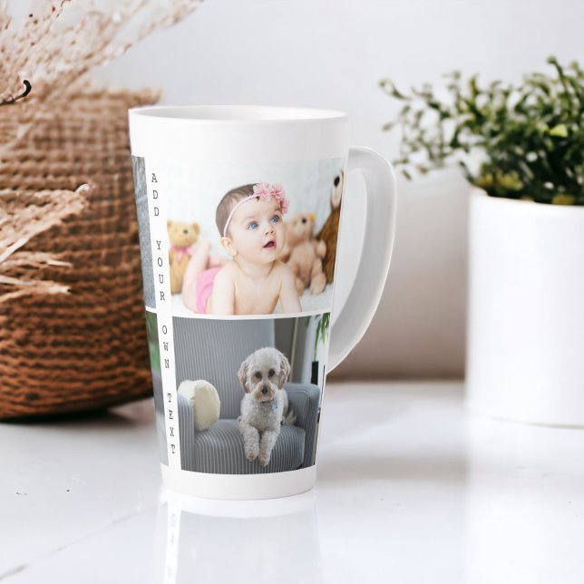Taza De Café Latte Fotos personalizadas y texto (Personalized Photos and Text Latte Mug from Ricaso. Customize with your photographs and text)