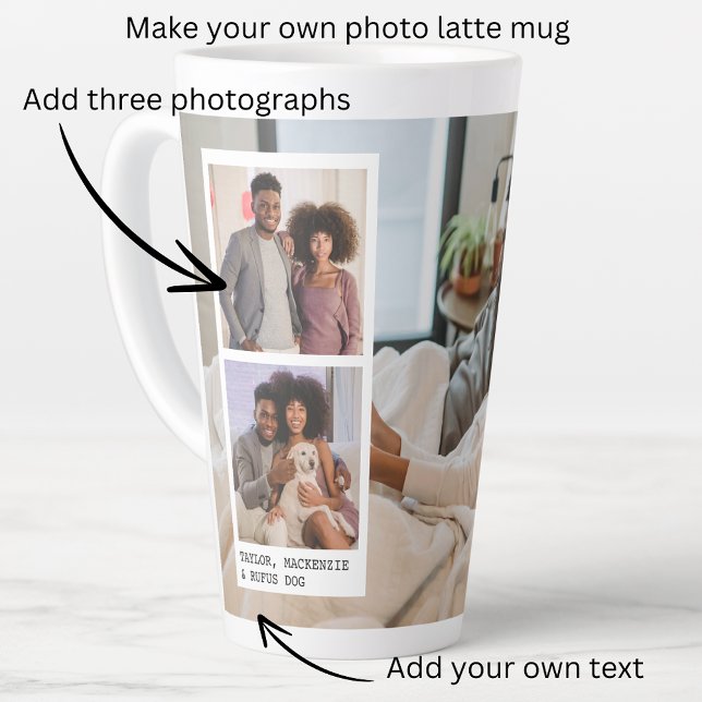 Taza De Café Latte Fotos personalizadas y texto (Personalized Photos and Text Latte Mug from Ricaso. make your own photo mug, photo gift ideas)