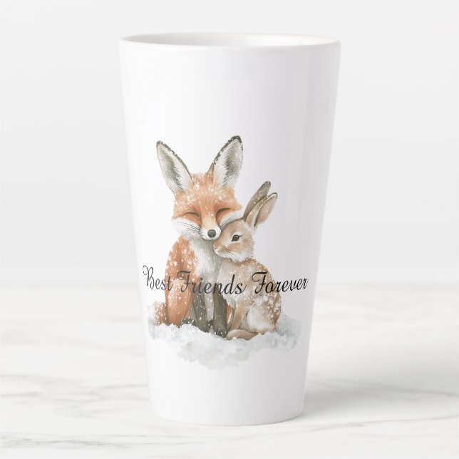 Taza De Café Latte Fox Bunny Rabbit Best Friends Forever (Anverso)