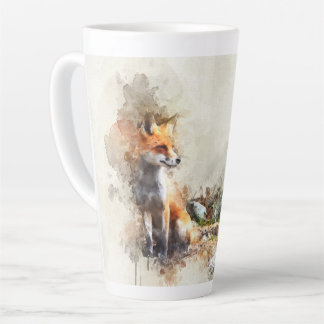 Taza De Café Latte Fox en la pintura salvaje