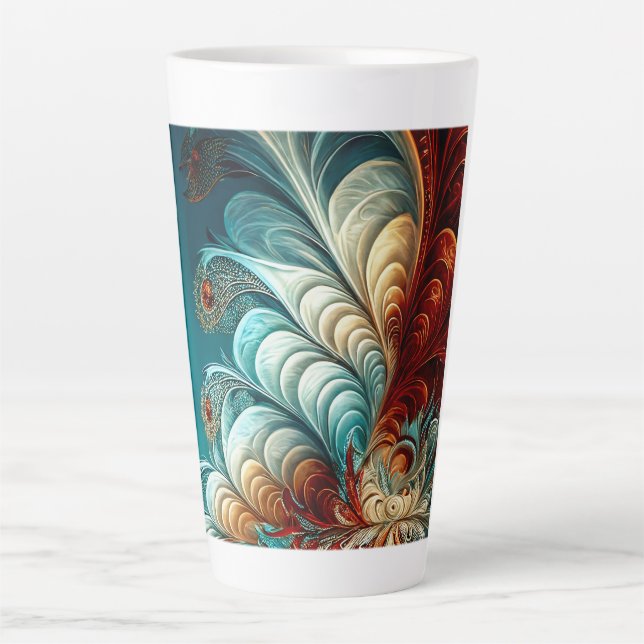 Taza De Café Latte Fractal Feathers Latte Mug (Anverso)