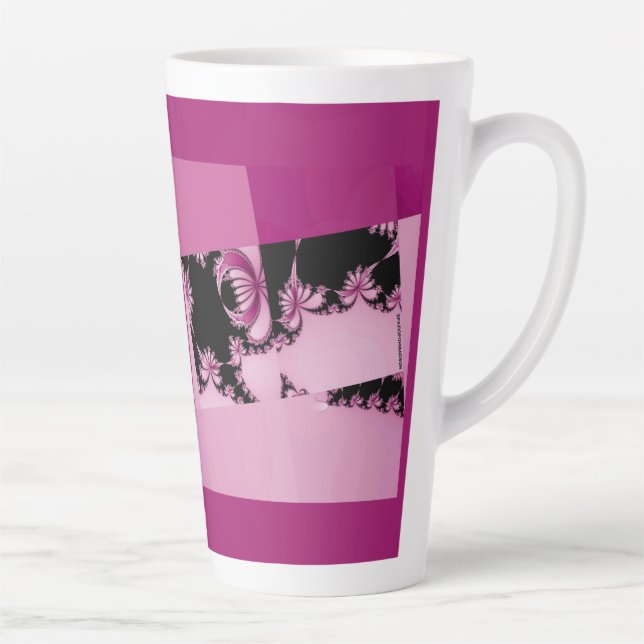 Taza De Café Latte Fractal Garden rosa Latte Mug (Derecha)